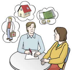 Gesetzlicher Betreuer im Beratungsgespräch