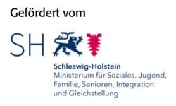 Logo: gefördert von SH - Ministerium für Soziales, Jugend, Familie, Senioren, Integration und Gleichstellung