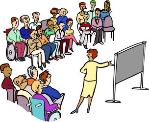 Lehrerin an der Tafel mit einem Weiterbildungskurs