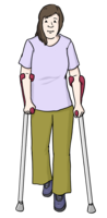 Frau an Krücken