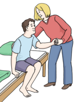 Pflegeassistentin mit Patienten