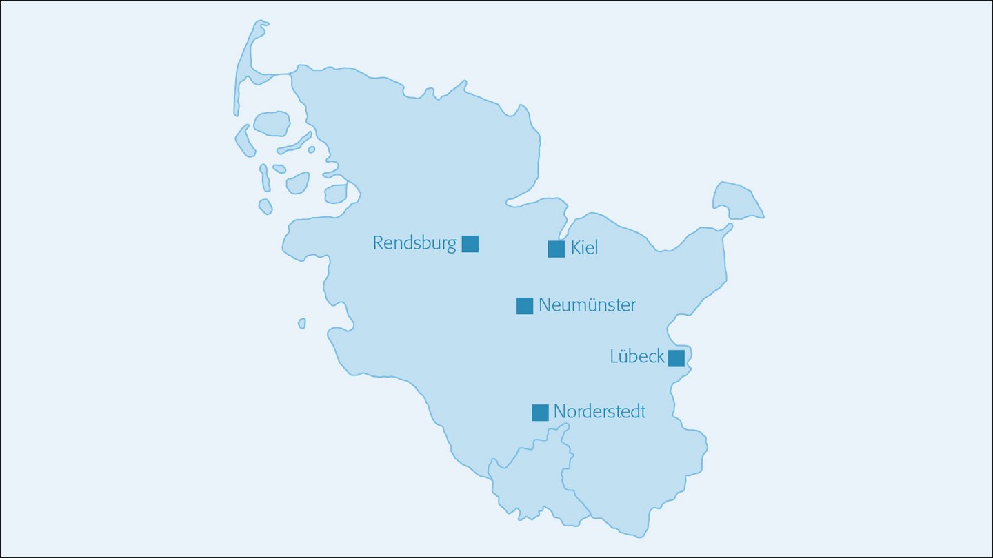 Die Standorte des IBAF in Schleswig-Holstein