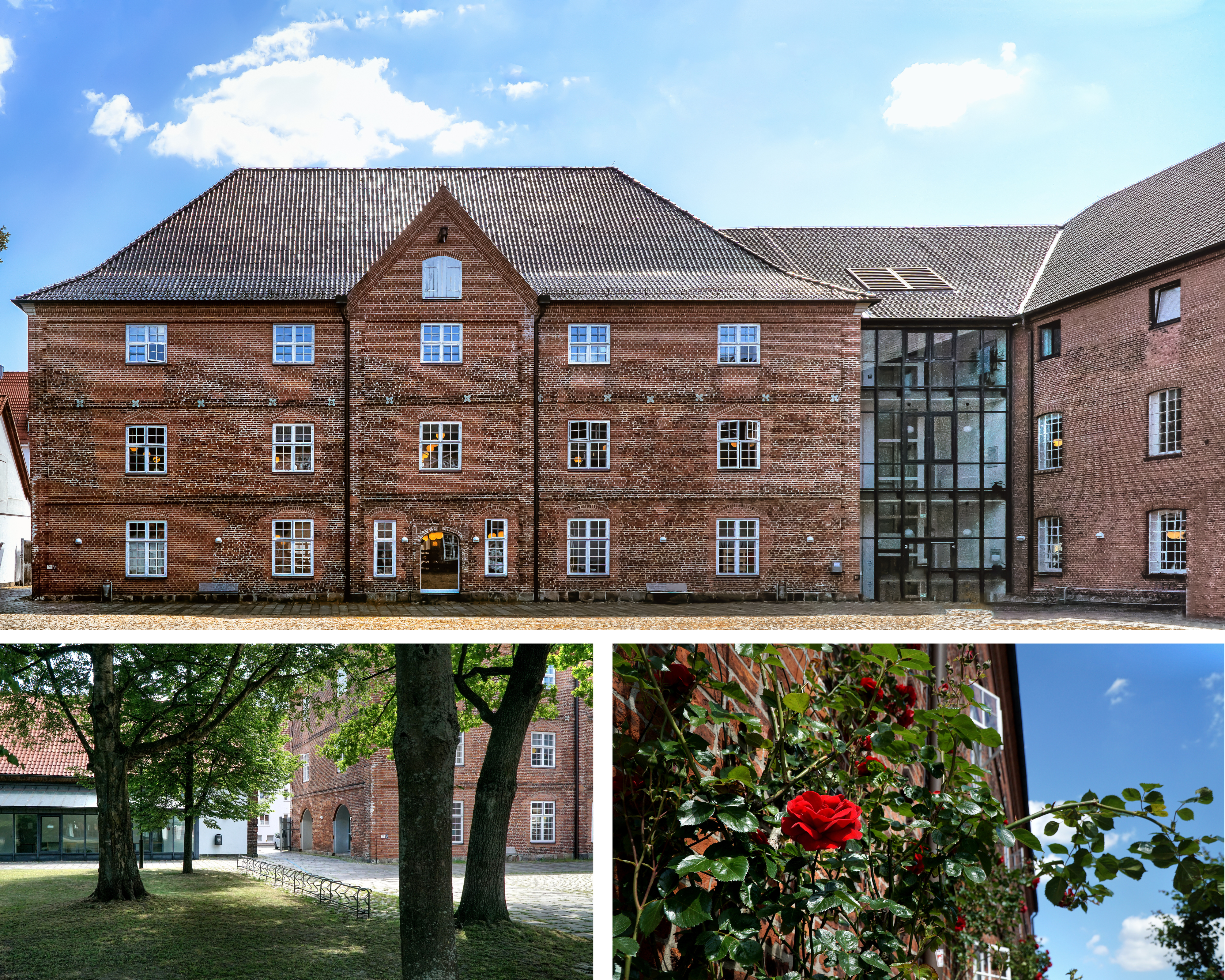 Collage unterschiedlicher Ansichten der Gehörlosenfachschule in Rendsburg