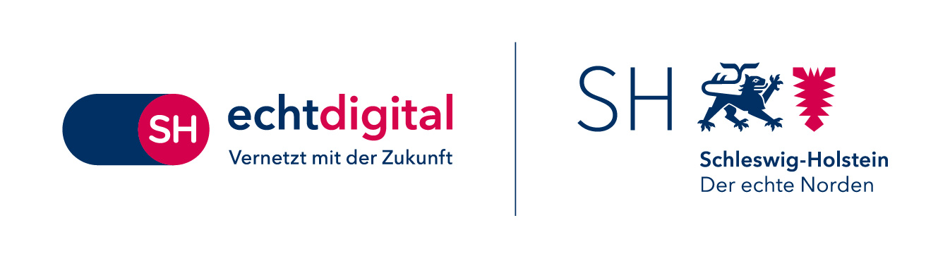 Kombination aus dem Logos von echtdigital und dem Logo des Landes Schleswig-Holstein